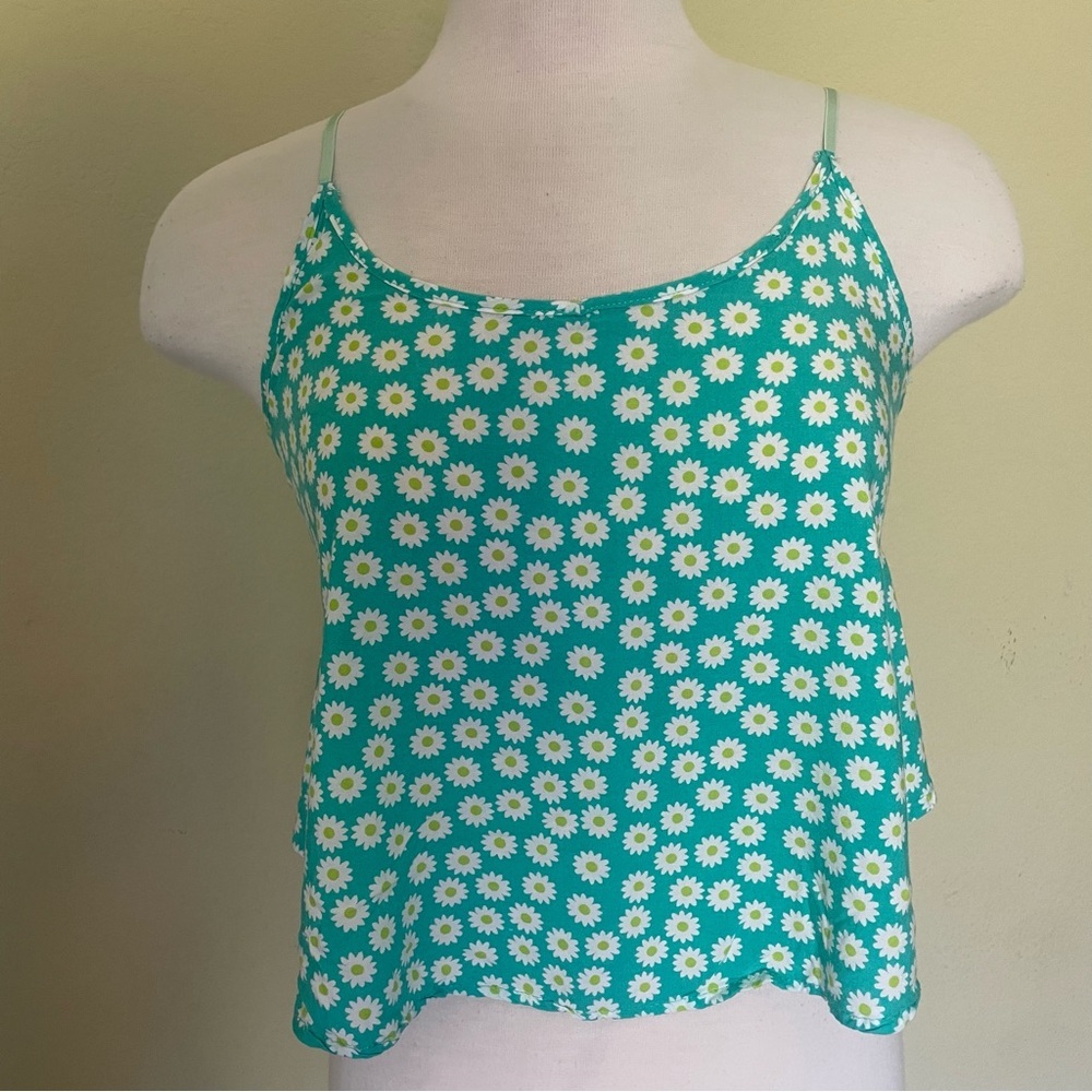 Daisy Patterned Sleep Spaghetti Strap Tank - Picture 1 of 5